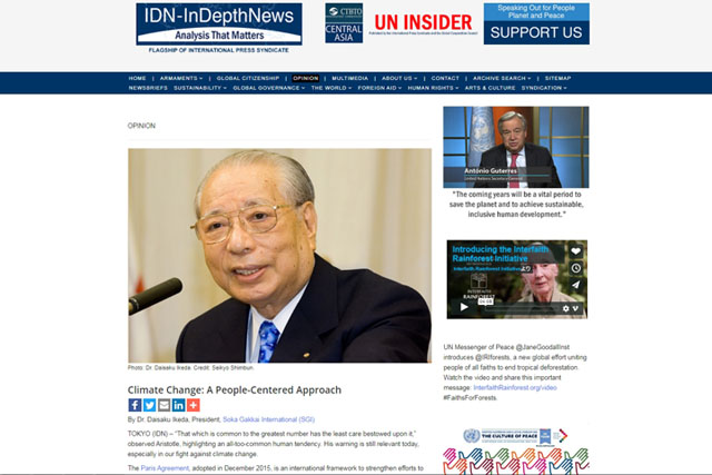 IDN opinion editorial on climate change